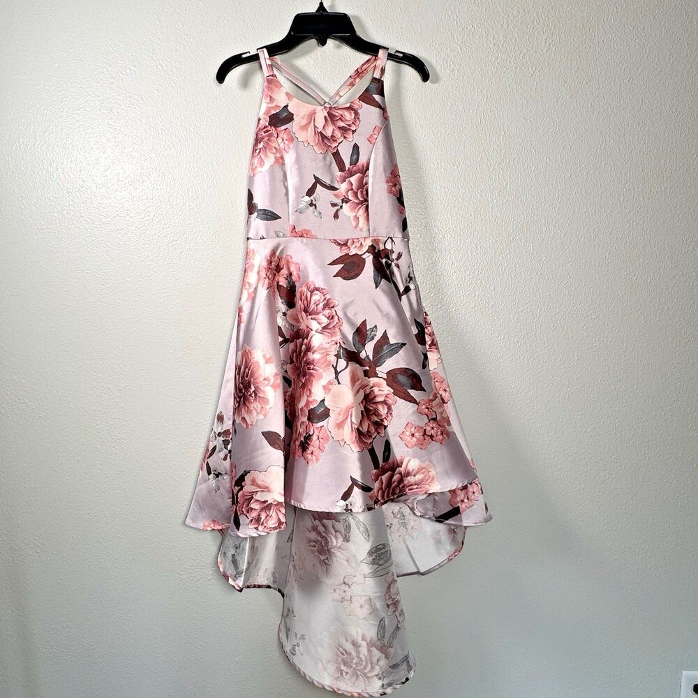 Speechless Girls Floral High Low Party Dress Rhinestone Back 12